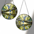 Blue Tit Reflection Stained Glass Suncatcher