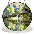 Blue Tit Reflection Stained Glass Suncatcher
