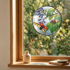 Ladybugs & Beautyberry Stained Glass Suncatcher
