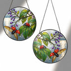 Ladybugs & Beautyberry Stained Glass Suncatcher
