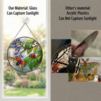 Ladybugs & Beautyberry Stained Glass Suncatcher