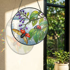 Ladybugs & Beautyberry Stained Glass Suncatcher