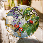 Ladybugs & Beautyberry Stained Glass Suncatcher