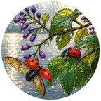 Ladybugs & Beautyberry Stained Glass Suncatcher