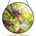 Snail and water lily stained glass suncatcher