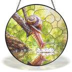 Snail & Water Lily Stained Glass Suncatcher