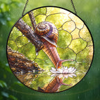 Snail & Water Lily Stained Glass Suncatcher