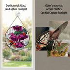 Ladybug & Magenta Roses Stained Glass Suncatcher