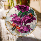 Ladybug & Magenta Roses Stained Glass Suncatcher
