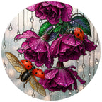 Ladybug & Magenta Roses Stained Glass Suncatcher
