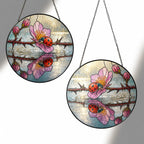 Ladybugs & Cherry Blossom Reflection Stained Glass Suncatcher