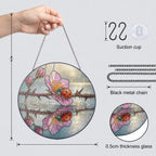Ladybugs & Cherry Blossom Reflection Stained Glass Suncatcher