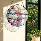 Ladybugs & Cherry Blossom Reflection Stained Glass Suncatcher