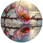 Ladybugs & Cherry Blossom Reflection Stained Glass Suncatcher