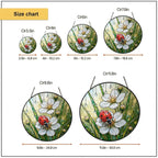Ladybug & Strawberry Blossom Stained Glass Suncatcher