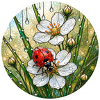 Ladybug & Strawberry Blossom Stained Glass Suncatcher