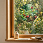 Ladybug in the Strawberry Patch Stained Glass Suncatcher