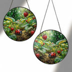 Ladybug in the Strawberry Patch Stained Glass Suncatcher