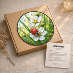 Ladybug & Wild Strawberry Flower Stained Glass Suncatcher