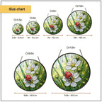 Ladybug & Wild Strawberry Flower Stained Glass Suncatcher