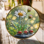 Ladybugs & Daisy Rain Stained Glass Suncatcher