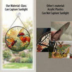 Ladybugs & Bleeding Heart Stained Glass Suncatcher