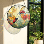 Ladybugs & Bleeding Heart Stained Glass Suncatcher
