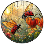 Ladybugs & Bleeding Heart Stained Glass Suncatcher