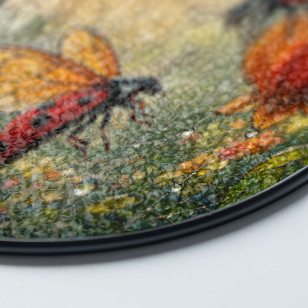 Ladybugs & Bleeding Heart Stained Glass Suncatcher