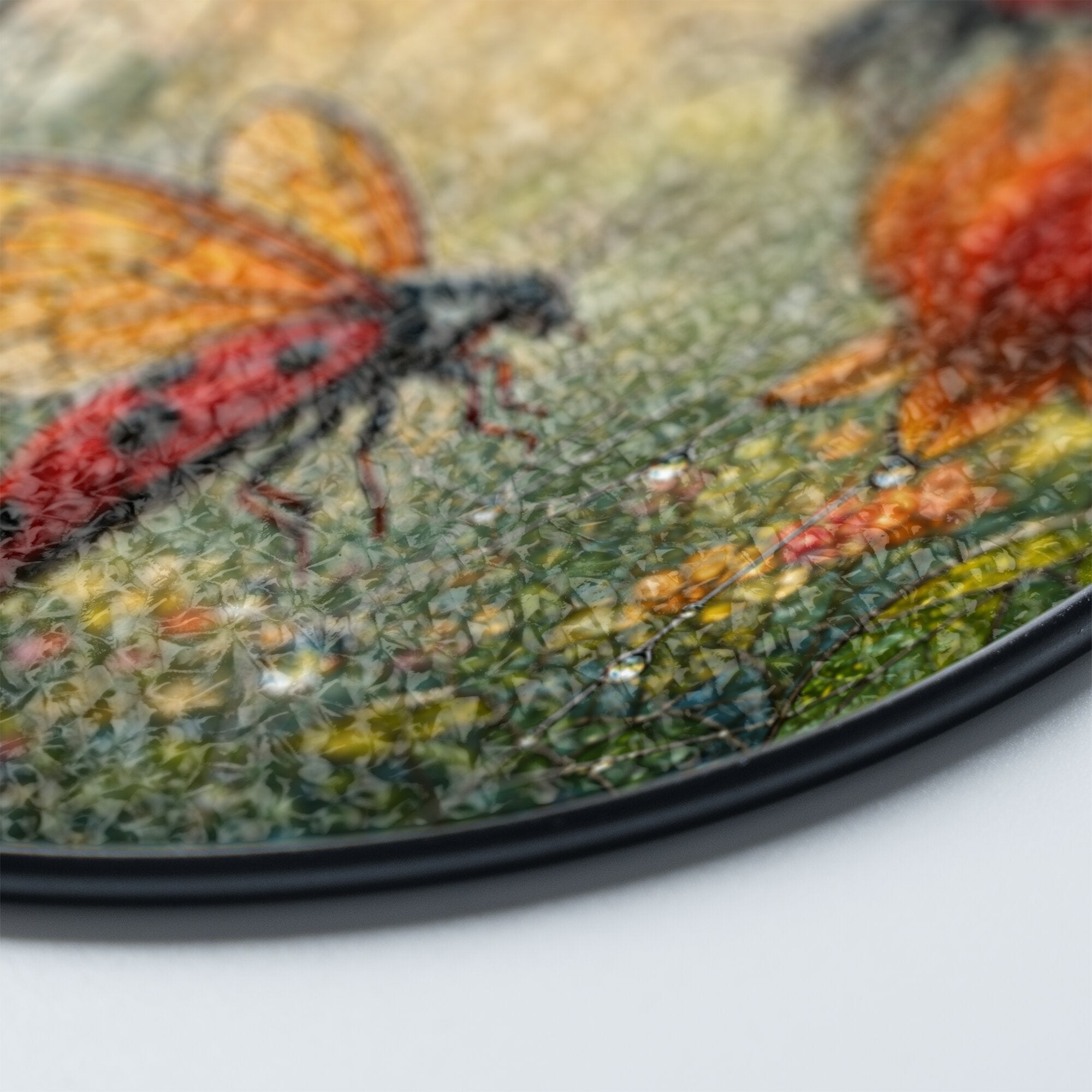 Ladybugs & Bleeding Heart Stained Glass Suncatcher