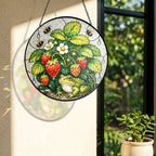 Frog & Strawberry Patch Stained Glass Suncatcher