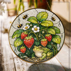 Frog & Strawberry Patch Stained Glass Suncatcher