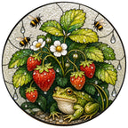 Frog & Strawberry Patch Stained Glass Suncatcher