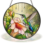 Hummingbird & Trumpet Flower Stained Glass Suncatcher