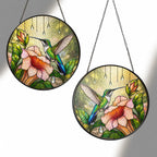 Hummingbird & Trumpet Flower Stained Glass Suncatcher