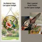 Hummingbird & Trumpet Flower Stained Glass Suncatcher