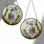 Dragonflies & Fritillary Bloom Stained Glass Suncatcher