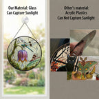 Dragonflies & Fritillary Bloom Stained Glass Suncatcher