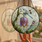 Dragonflies & Fritillary Bloom Stained Glass Suncatcher