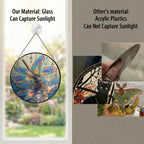 Iridescent Dragonfly on Water Stained Glass Suncatcher