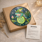 Frog Duo on Lotus Pod Stained Glass Suncatcher