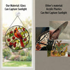 Cardinal & Winter Berries Stained Glass Suncatcher