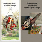 Cardinal Pair & Berry Branch Stained Glass Suncatcher