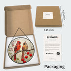 Cardinal Pair & Berry Branch Stained Glass Suncatcher