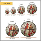 Cardinal Pair & Berry Branch Stained Glass Suncatcher