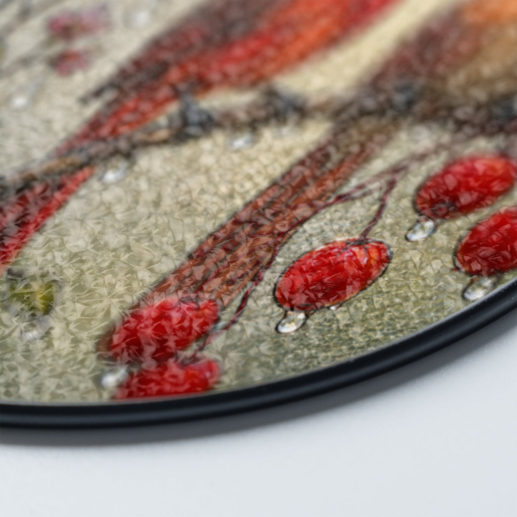 Cardinal Pair & Berry Branch Stained Glass Suncatcher
