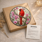 Cardinal & Cherry Blossom Stained Glass Suncatcher