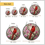 Cardinal & Cherry Blossom Stained Glass Suncatcher
