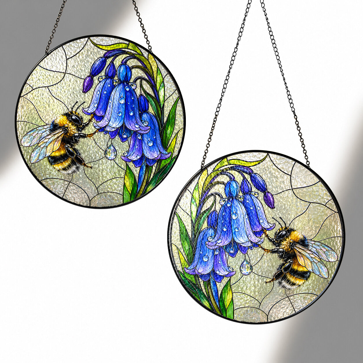 Bumblebee & Bluebells Stained Glass Suncatcher