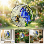 Bumblebee & Bluebells Stained Glass Suncatcher